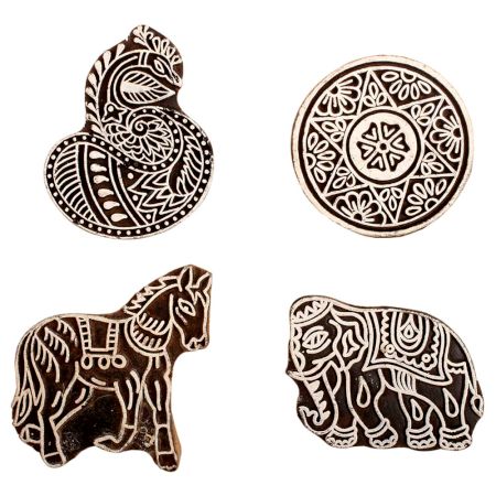 Set of 4 Piece New Mix Wooden Printing Block